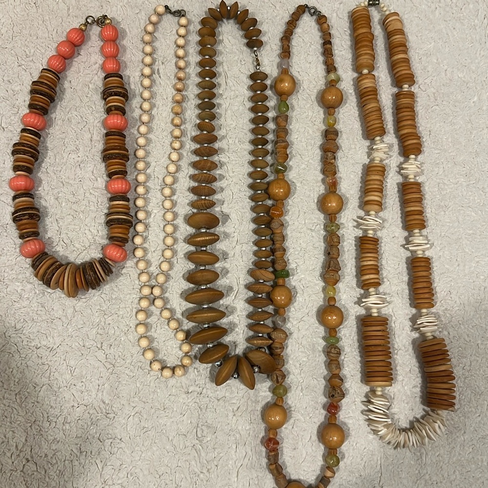 Set of 5 Vintage Beaded Necklaces from 1970s